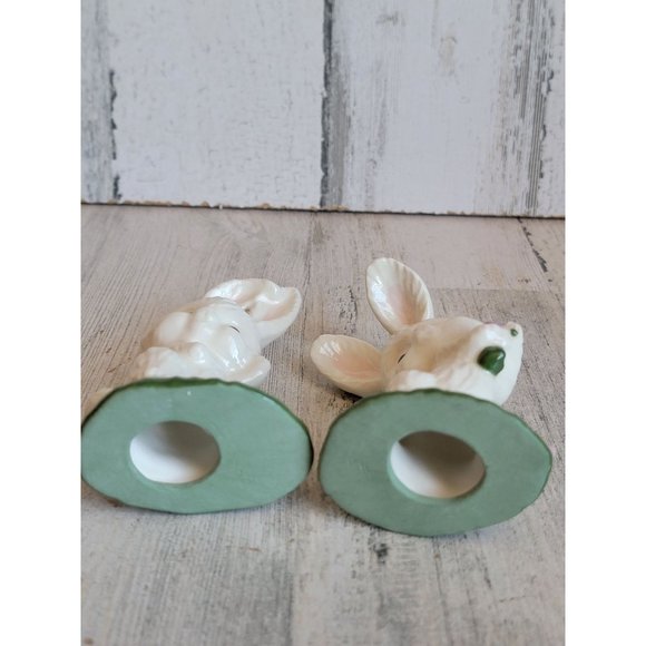 Ceramic Easter Bunny mini rabbit couple bird flower set - Picture 10 of 10